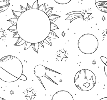 Kinderkamer rolgordijn ruimte doodle - TenStickers