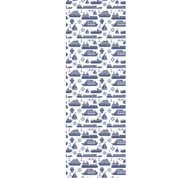Kinderkamer rolgordijn verschillend blauw bootpatroon - TenStickers