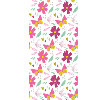 Kinderkamer rolgordijn met bloemen en vlinders patroon - TenStickers