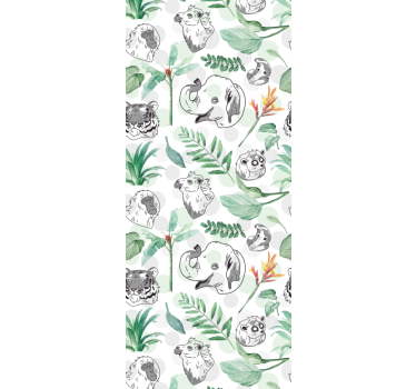 Kinderkamer rolgordijn aquarel tropische dieren en planten - TenStickers