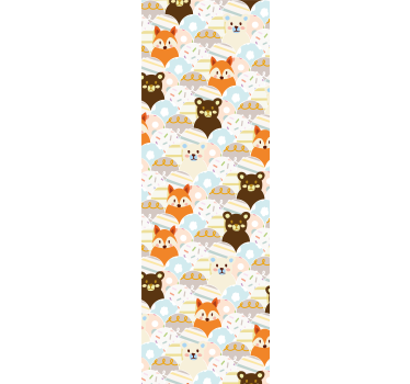 Kinderkamer rolgordijn patchwork dierenbeer en vos ontwerp - TenStickers