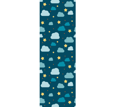 Kinderkamer rolgordijn sterrennacht met wolken - TenStickers