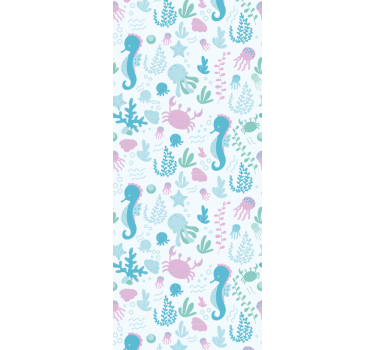 Kinderkamer rolgordijn pastel kleur zeedieren en planten - TenStickers