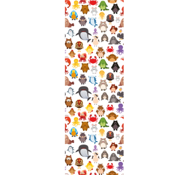 Kinderkamer rolgordijn wilde dieren in kleuren - TenStickers