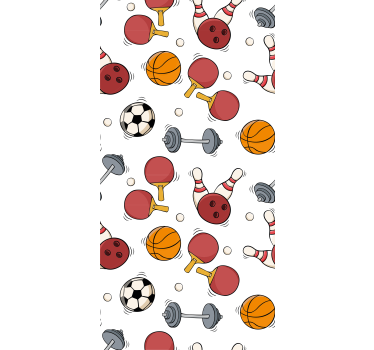 Kinderkamer rolgordijn sportuitrusting doodle stijl - TenStickers
