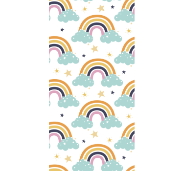 Kinderkamer rolgordijn kleurrijke regenbogen met wolken - TenStickers