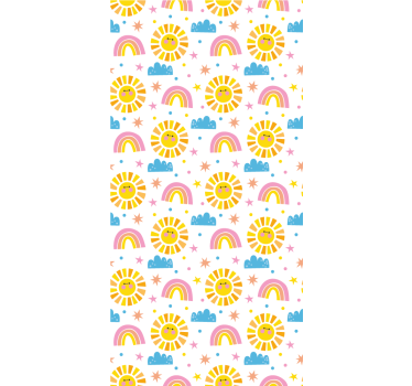 Kinderkamer rolgordijn regenbogen zonnen en wolken - TenStickers