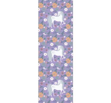 Kinderkamer rolgordijn met patroon van eenhoorns en bloemen - TenStickers