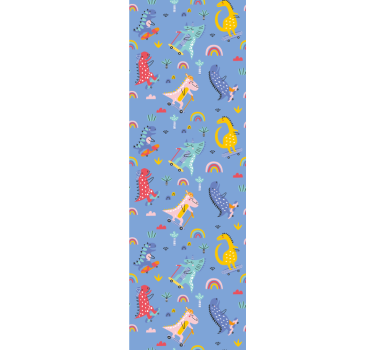 Kinderkamer rolgordijn schattige skater dinosaurussen - TenStickers