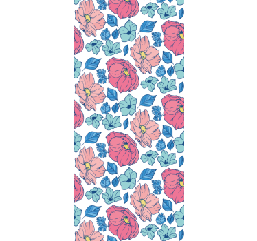 Kinderkamer rolgordijn delicate roze en blauwe bloemen - TenStickers