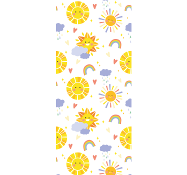 Kinderkamer rolgordijn pastelgekleurde regenbogen en wolken - TenStickers