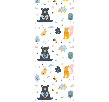 Kinderkamer rolgordijn kleurrijke eekhoorns en teddyberen - TenStickers