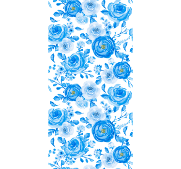 Kinderkamer rolgordijn nordic stijl blauwe klokken bloemen - TenStickers