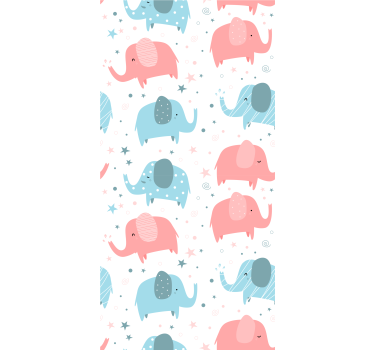 Kinderkamer rolgordijn olifant roze en blauw - TenStickers