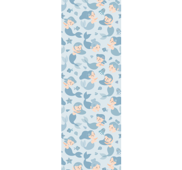 Kinderkamer rolgordijn zeemeermin kind blauw glimlachend - TenStickers