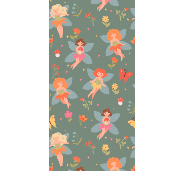 Kinderkamer rolgordijn vrouwen bloemen - TenStickers