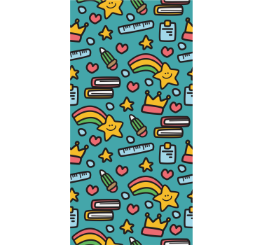 Kinderkamer rolgordijn kawaii kindpatroon - TenStickers