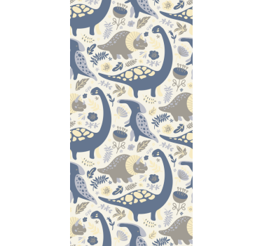 Kinderkamer rolgordijn blauwe dinosaurussen nordic stijl - TenStickers