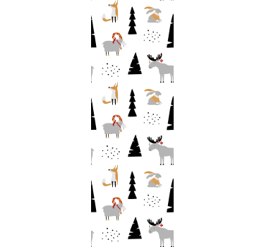 Kinderkamer rolgordijn dieren in de winter patroon - TenStickers