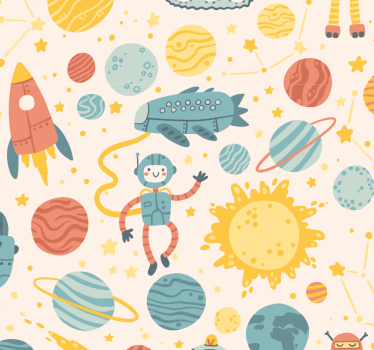 Kinderkamer rolgordijn ruimte avontuur scene - TenStickers