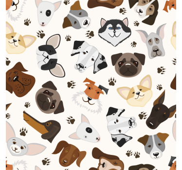 Kinderkamer rolgordijn schattig mix puppy en hond patroon - TenStickers