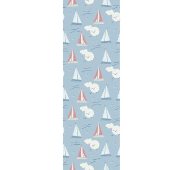 Kinderkamer rolgordijn zeilbootjes op de wolken - TenStickers