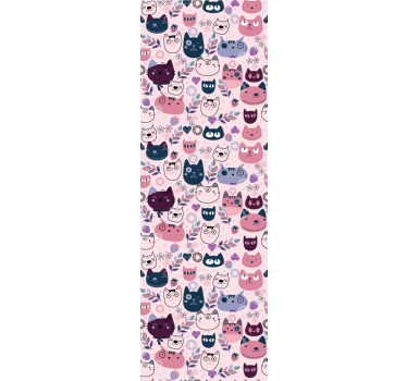 Kinderkamer rolgordijn roze katten modepatroon - TenStickers