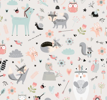 Kinderkamer rolgordijn nordic stijl roze bos - TenStickers