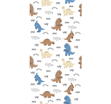 Kinderkamer rolgordijn blije blauwe en bruine dinosaurussen - TenStickers