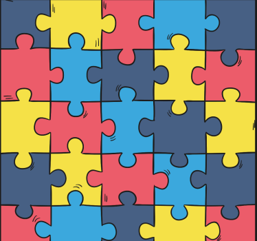 Kinderkamer rolgordijn regenboog puzzel - TenStickers