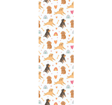 Kinderkamer rolgordijn schattig honden en regenboogpatroon - TenStickers