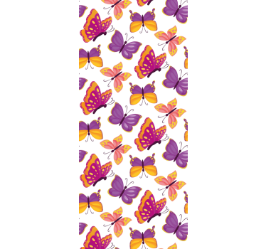 Rolgordijn tienerkamer geel en roze vlinderpatroon - TenStickers