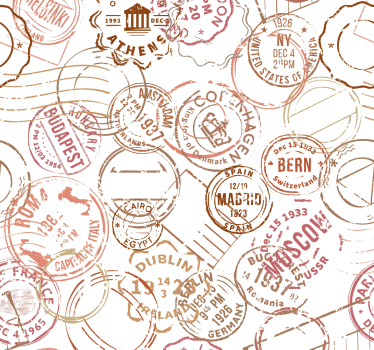 Rolgordijn tienerkamer retro stempels - TenStickers