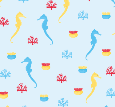 Rolgordijn tienerkamer zeepaard en koraal - TenStickers