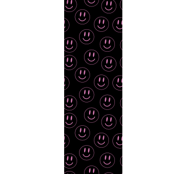 Rolgordijn tienerkamer witte en paarse smileys - TenStickers