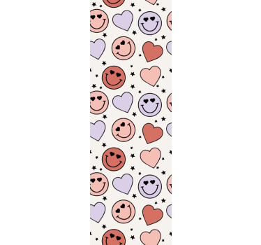 Rolgordijn tienerkamer met liefde en hartjes smileys - TenStickers
