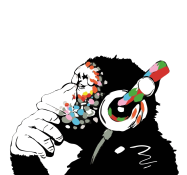 Rolgordijn woonkamer mono banksy muziek - TenStickers