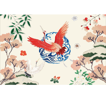Rolgordijn woonkamer chinoiserie - TenStickers