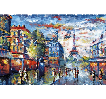 Rolgordijn woonkamer arte parijs bohemien aquarel - TenStickers