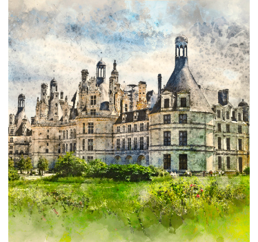 Rolgordijn woonkamer franse kasteel - TenStickers