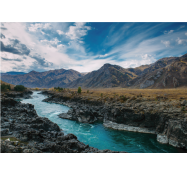 Rolgordijn woonkamer rivier in de andes - TenStickers