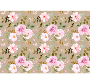 Rolgordijn woonkamer vintage beige rozenstructuur - TenStickers
