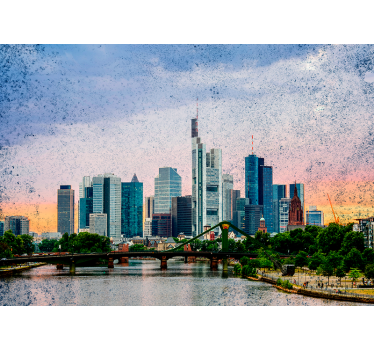 Rolgordijn woonkamer frankfurt skyline - TenStickers