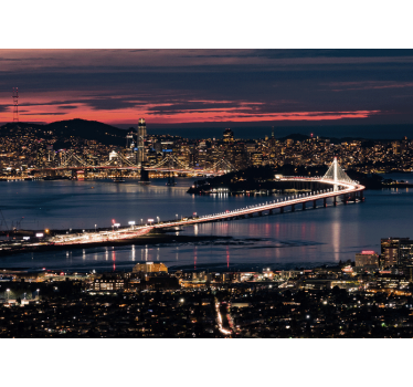 Rolgordijn woonkamer san francisco in de avond - TenStickers