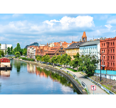Rolgordijn woonkamer bydgoszcz rivier - TenStickers