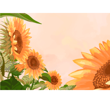 Rolgordijn woonkamer geschilderde zonnebloemen - TenStickers
