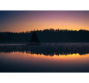 Rolgordijn woonkamer mazury zeilboot zonsondergang - TenStickers
