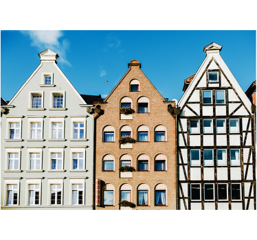 Rolgordijn woonkamer gdańskse gemberhuizen - TenStickers