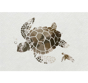 Rolgordijn woonkamer bruin aquarel schildpad - TenStickers