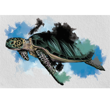 Rolgordijn woonkamer aquarel schildpad - TenStickers
